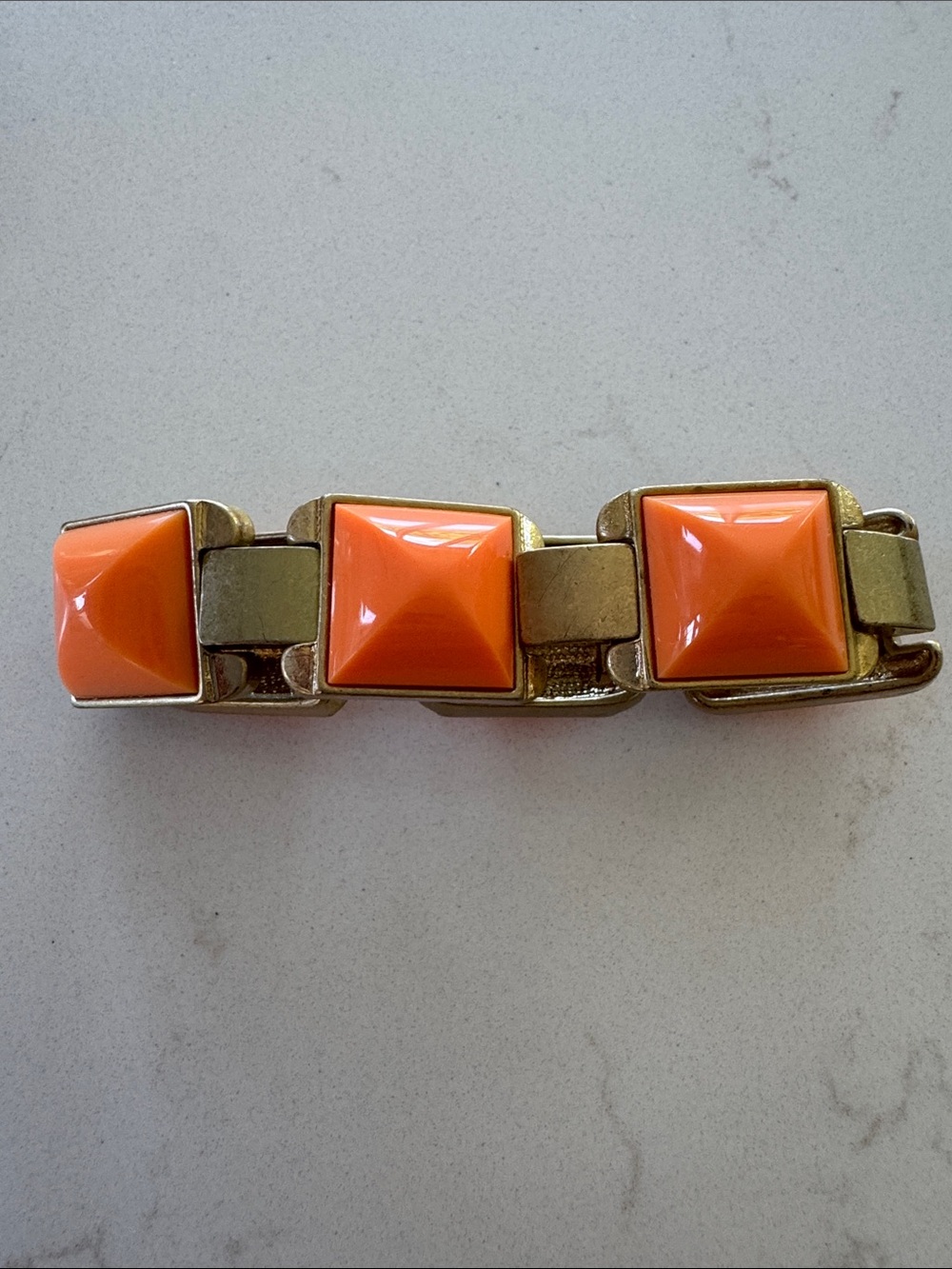 J Crew Chunky Orange Pyramid Link Bracelet NWOT